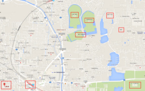 奈良市佐紀町　古墳がいっぱい　google map