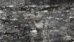 西陣織 金襴 真珠粉本銀箔模様引箔　魚紋様