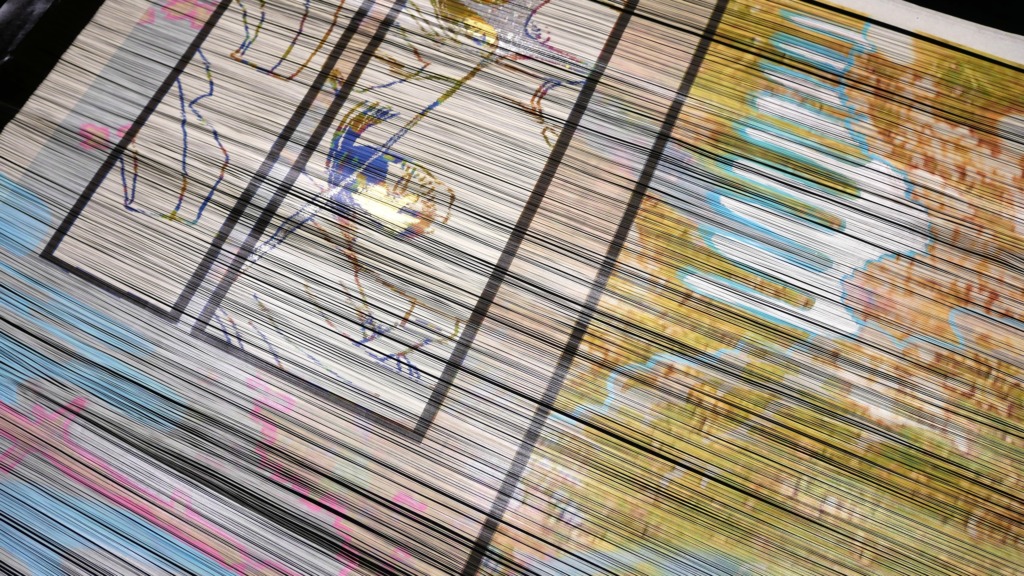 Hikibaku for MANGA × Nishijin Weaving, Designed by Granuto, Foil by Yamazaki, Cut by Takeuchi Studio