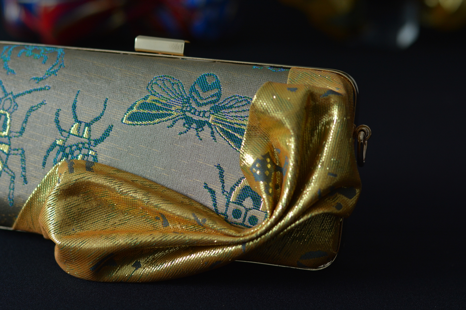 Golden Coloured Silk Clutch Bag