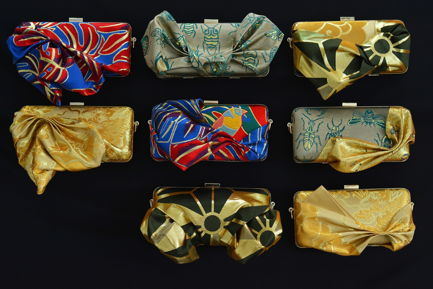 Golden Coloured Silk Clutch Bag