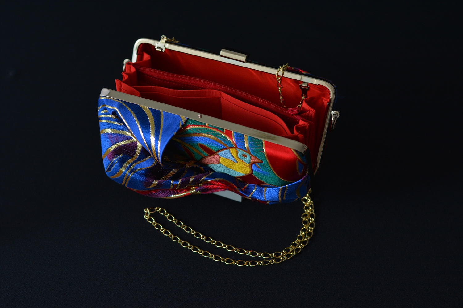 Golden Coloured Silk Clutch Bag
