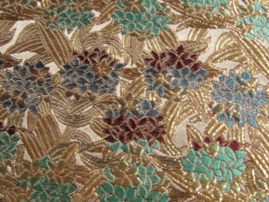 西陣金襴 正絹 笹葉紫陽花