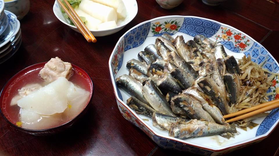 鰯としょうがを塩で炊いたん。聖護院かぶらとかしわの柚子塩炊き