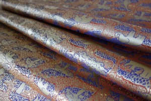 全正絹 西陣金襴 アフリカ紋様　青洞紺茶3