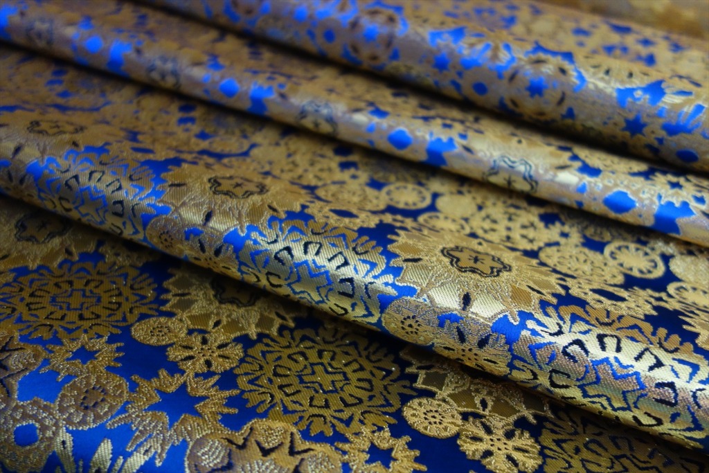 全正絹 西陣織 金襴 雪輪紋様