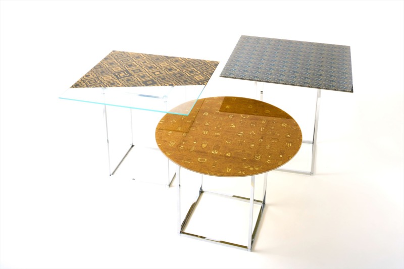 Golden Coloured Silk Kyoto Glass SUI Table