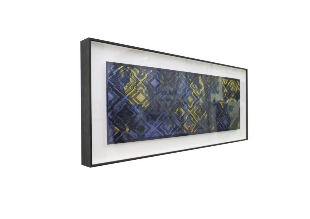 全正絹西陣織金襴真珠粉本銀箔模様引箔 三階菱紋様 アートパネル