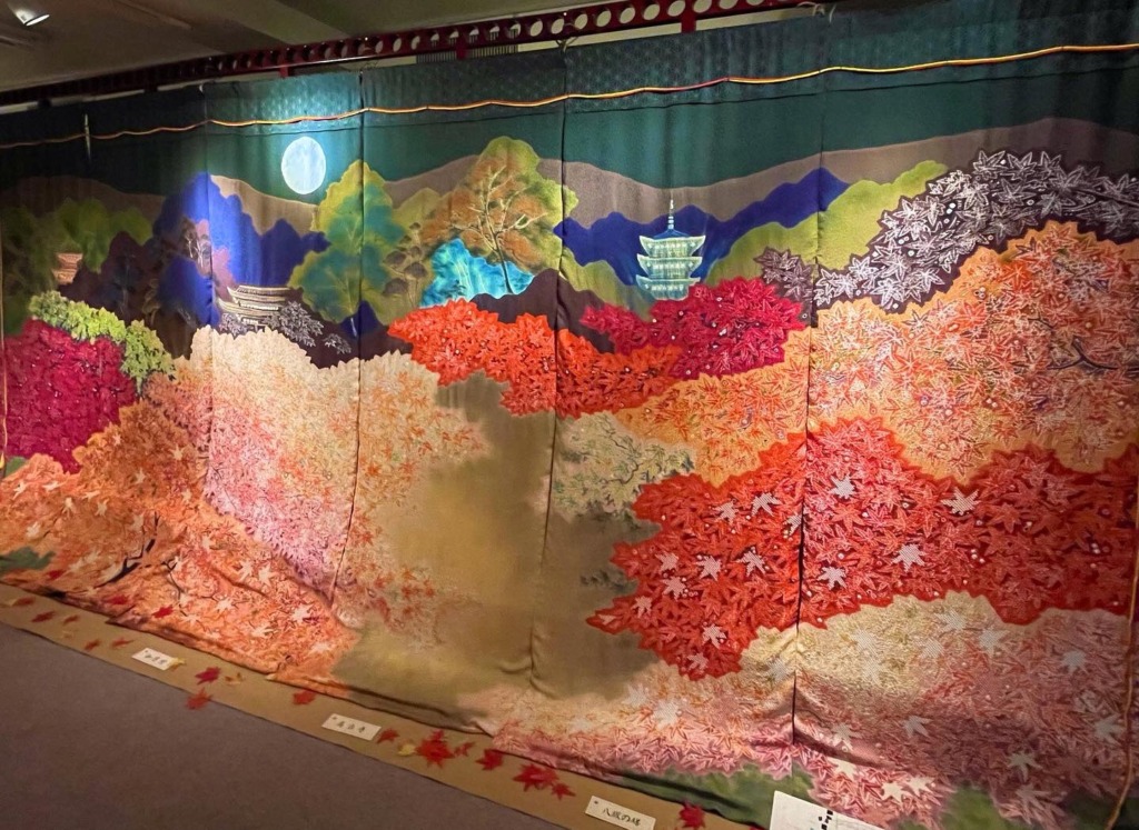 京都絞り工芸館 夜桜の絞り几帳