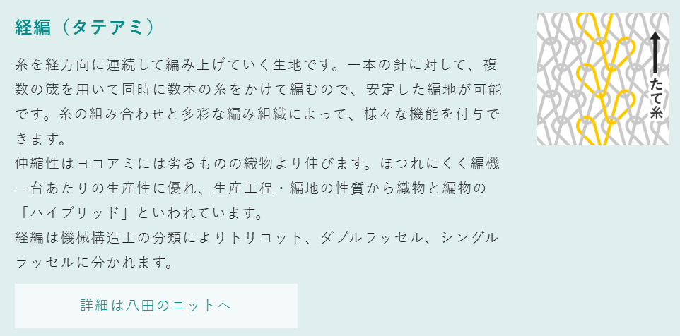 経編(タテアミ)生地に特化したトップメーカー八田経編