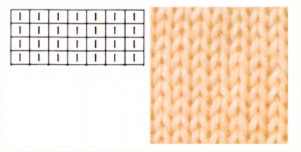 平編みの編み図と画像