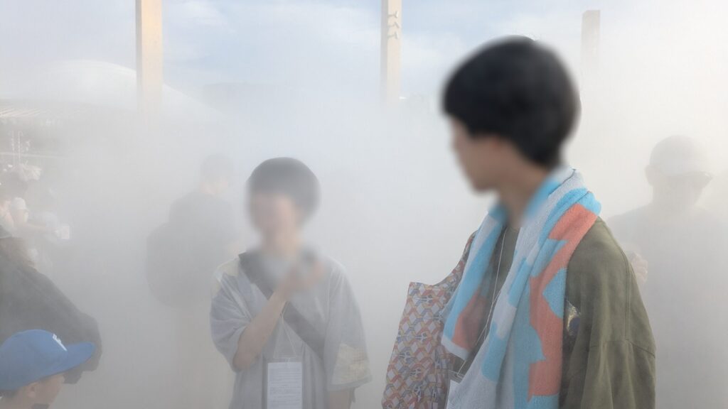 万博　霧（ミスト）スポットのある「シグネチャーゾーン」の「いのちパーク」