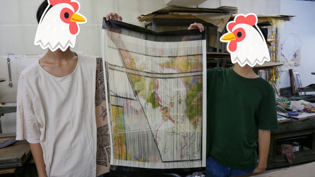 西陣織金襴タペストリーのデザインを描いた漫画ユニット　ぐらにゅーとー（漫画家ゆにっと）
こうのしん＆めたぼ